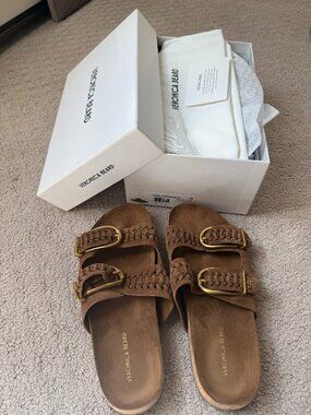 Veronica Beard Paige buckled suede sandals Size 7
